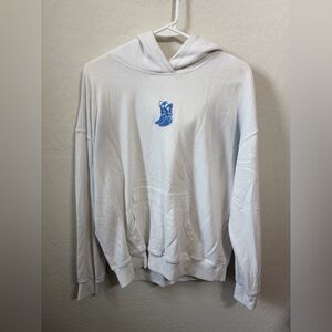 Hollister White Hoodie with Blue Boots Graphic